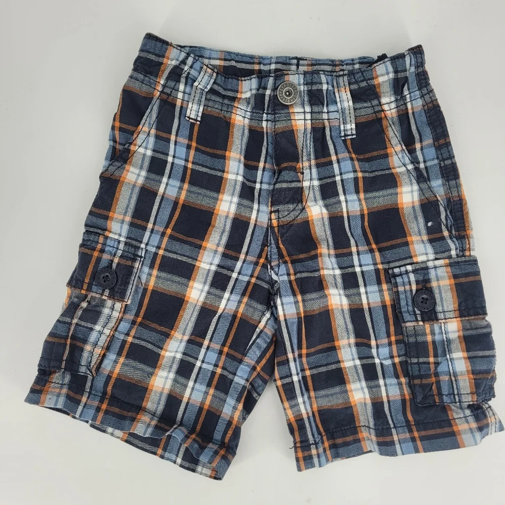 Gymboree Boys Toddler Plaid Shorts Size 3T Blue/Orange